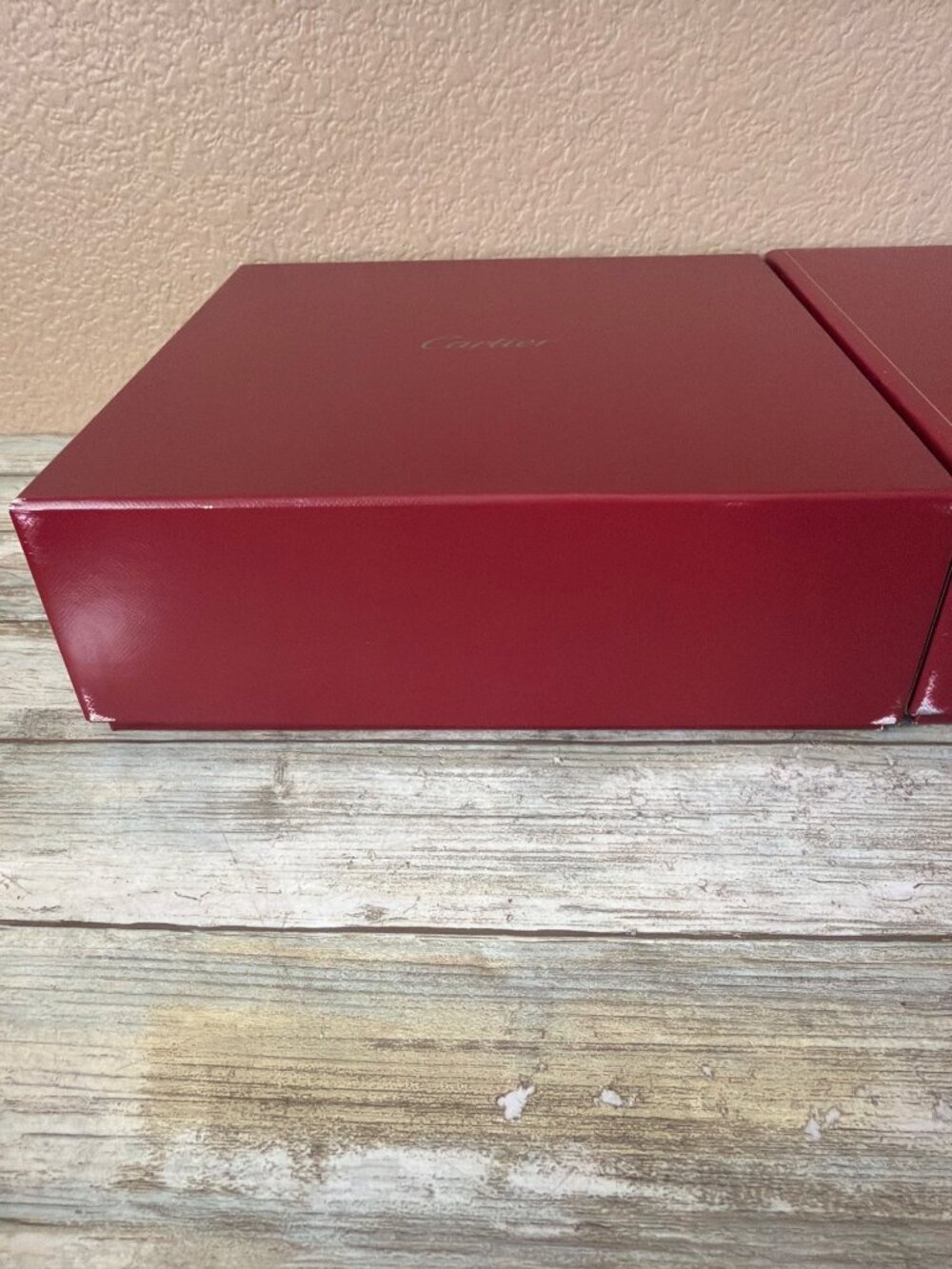 Set of 3 Cartier Red Presentation Jewelry Boxes Gold Logo - Empty - Picture 6 of 16